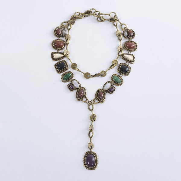 Women Bohemian Metal Hollow Stone Bracelets