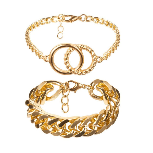 Women Bohemian Metal Hollow Stone Bracelets