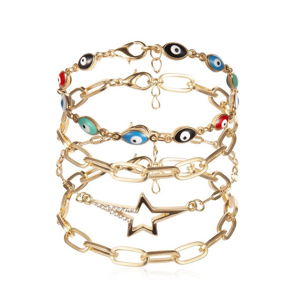 Women Bohemian Metal Hollow Stone Bracelets