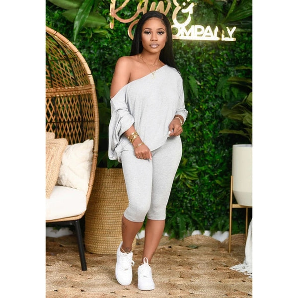 Women's Set Long Sleeve Off Shoulder Two Piece Set