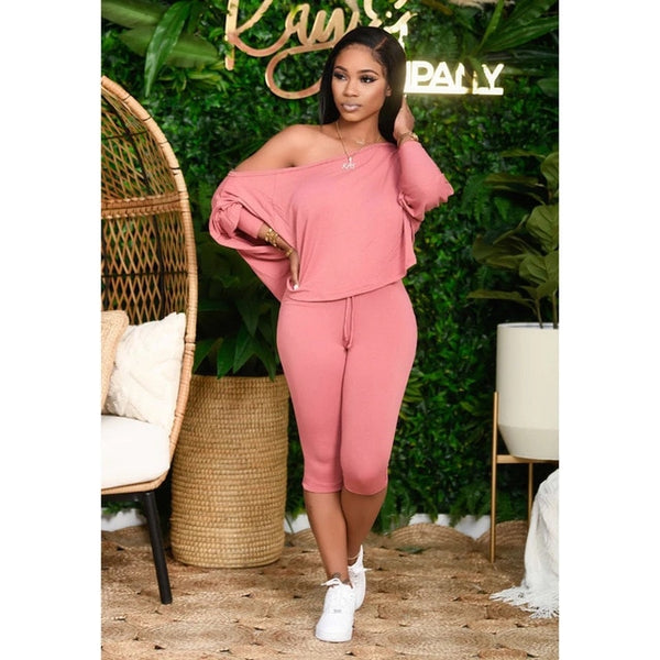 Women's Set Long Sleeve Off Shoulder Two Piece Set