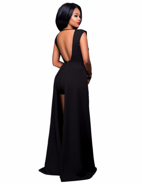 Backless Maxi Long Deep V-neck Women Dress