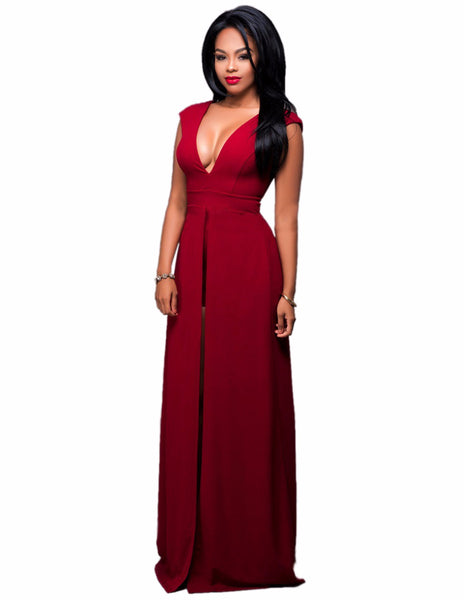 Backless Maxi Long Deep V-neck Women Dress