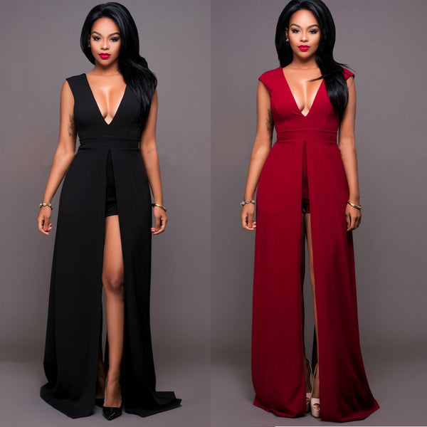 Backless Maxi Long Deep V-neck Women Dress