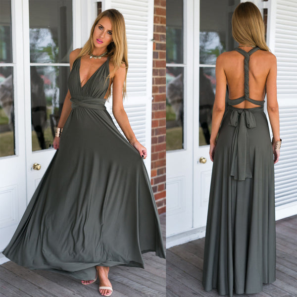 Summer Sexy Multiway Bridesmaids Convertible Dress Sexy Women Wrap Maxi Dress   Long Dress Robe Longue Femme