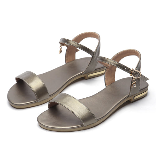 Open Toe Flip Flops Women's Sandal Flat Heel Women Shoes Gladiator Casual Flat Shoe Woman White Gold