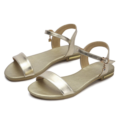 Open Toe Flip Flops Women's Sandal Flat Heel Women Shoes Gladiator Casual Flat Shoe Woman White Gold