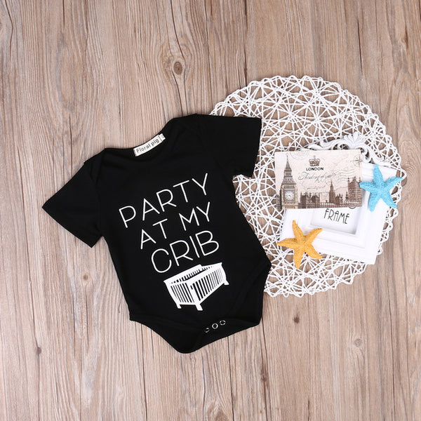 Black and White Newborn Infant Baby Girl Kids Letter Printed Romper Jumpsuit Clothes Outfits