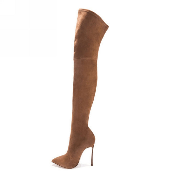 New Style Women Boots Shoes Over The Knee Boots Thigh High Pointed Shoes High Heels Boots