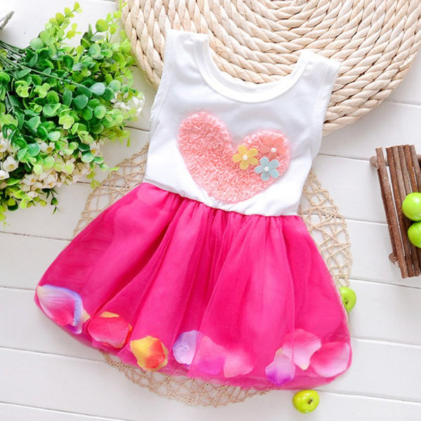 Fashion Colorful Mini Tutu Dress Petal Hem Dress Floral Clothes Princess Baby Dress Summer For Baby Dresses Girl