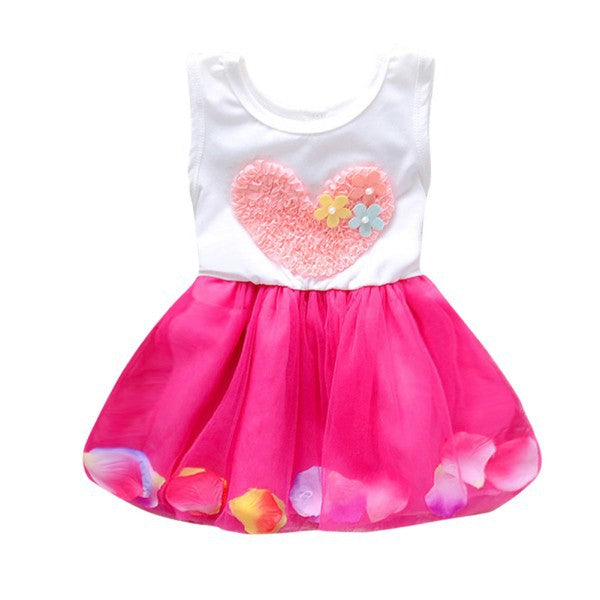 Fashion Colorful Mini Tutu Dress Petal Hem Dress Floral Clothes Princess Baby Dress Summer For Baby Dresses Girl
