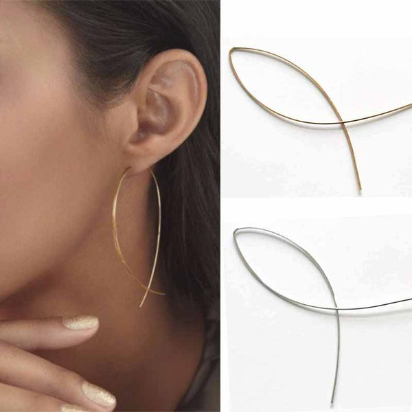 Simple Long Wire Fish Stud Earrings Curved Line Alloy Brinco Earrings Of Women Jewelry