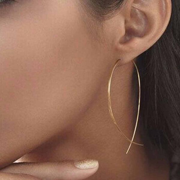 Simple Long Wire Fish Stud Earrings Curved Line Alloy Brinco Earrings Of Women Jewelry