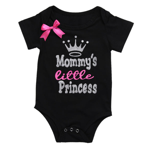 Newborn Baby Girls Clothing Summer Daddy's Little Girl Letter Print Romper Jumpsuit Short Sleeve Outfit