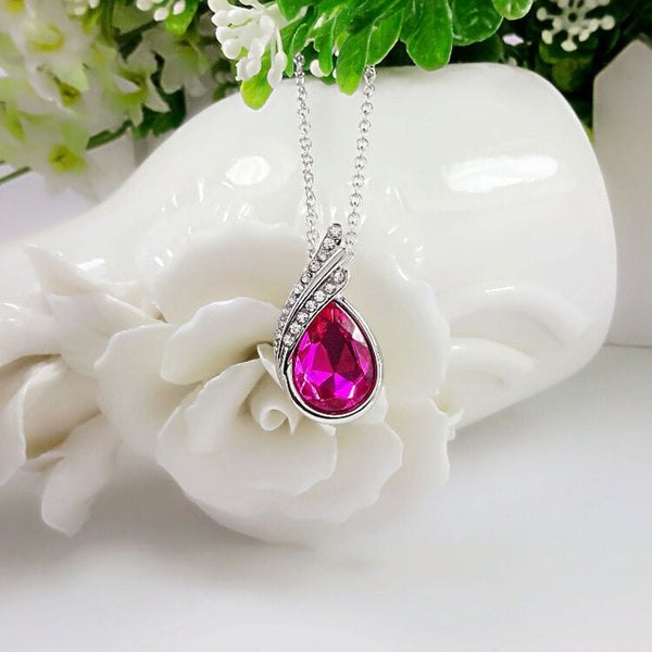 Crystal Water Drop Pendant Necklace