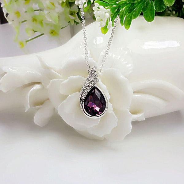 Crystal Water Drop Pendant Necklace