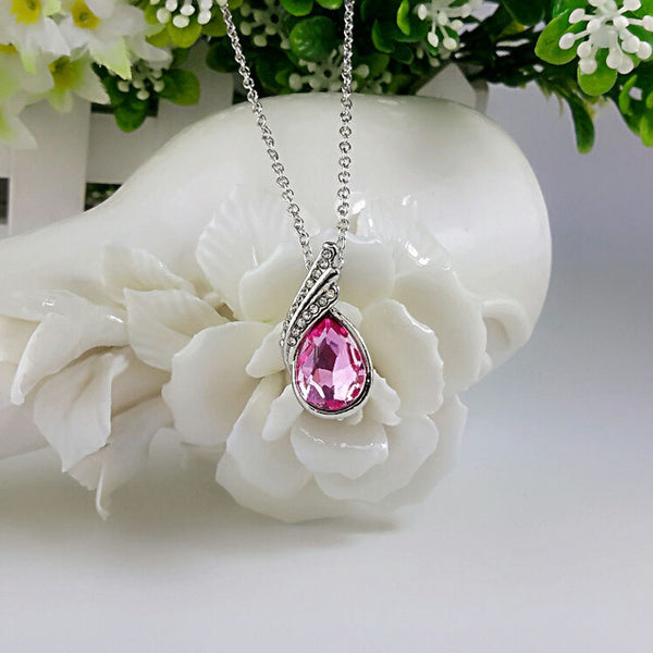 Crystal Water Drop Pendant Necklace