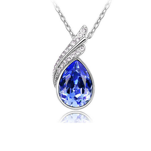 Crystal Water Drop Pendant Necklace