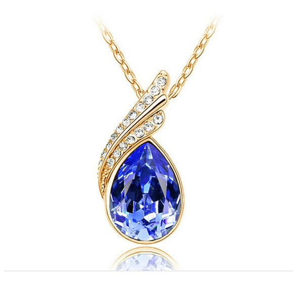 Crystal Water Drop Pendant Necklace