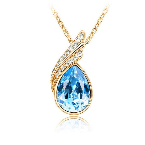 Crystal Water Drop Pendant Necklace