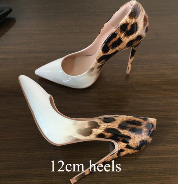 Leopard Gradual Change Color Women Pumps Pointed Toe Thin High Heels 2017 New Fashion Luxury Women Shoes