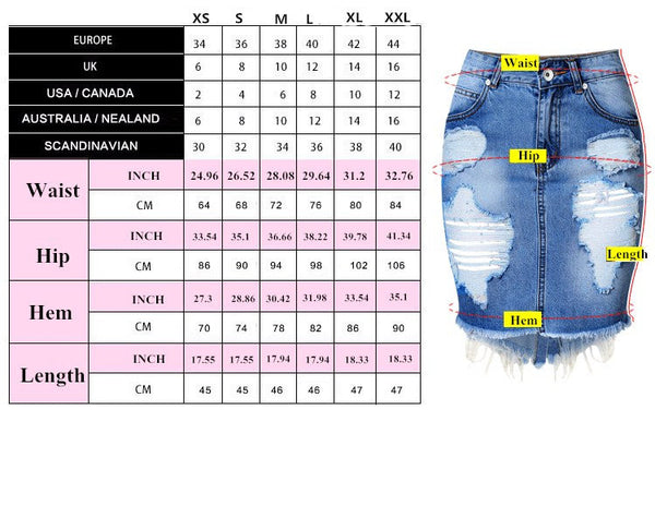 Casual Mini Denim Split High Waist Short Jean Sexy Pencil Skirt