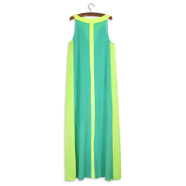 Summer Dress Sleeveless Stitching Maxi Dress
