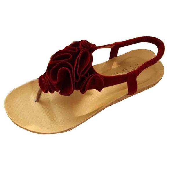 Women Flower Summer Bohemia Sweet  Sandals Clip Toe Sandals