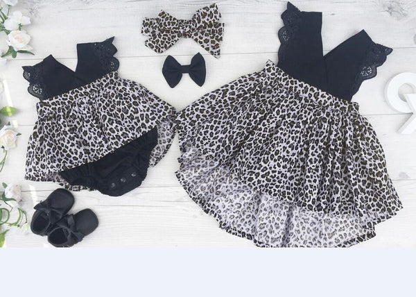 Leopard Newborn Baby Girls Dress  Kid Children Clothing  Baby Party Pageant Dresses + Headband