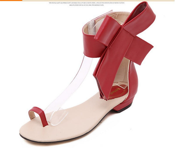 Women Fashion Retro Bowtie Flat Sandals