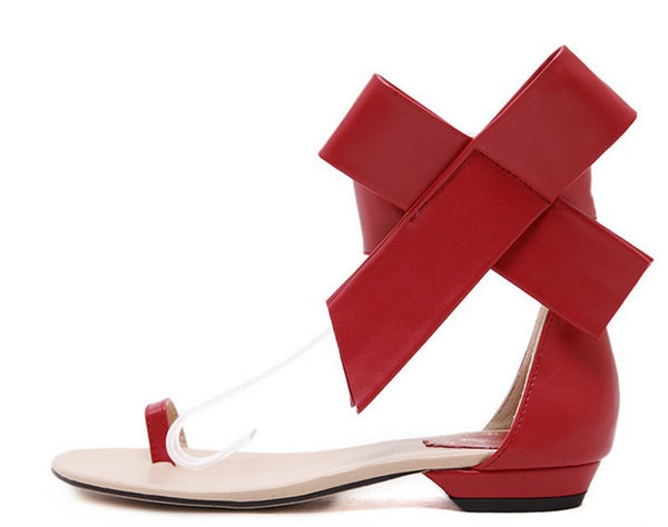 Women Fashion Retro Bowtie Flat Sandals