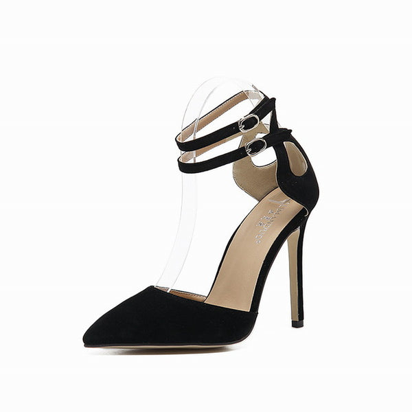 New Style women's high heels Cut-Outs Buckle Strap Stilettos Pointed Toe Pumps