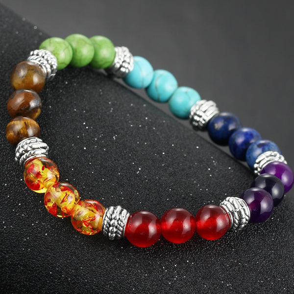 7 Chakra Bracelet Black Lava Healing Balance Beads Reiki Buddha Prayer Natural Stone Yoga Bracelet Women Jewel