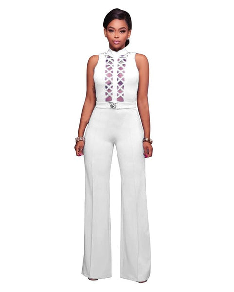 New Design Front Hollow Out Sexy High Neck Women Skinny Bodysuits Women Jumpsuits