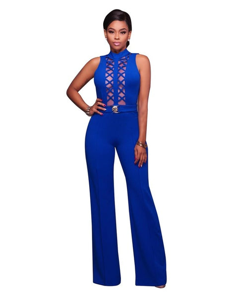 New Design Front Hollow Out Sexy High Neck Women Skinny Bodysuits Women Jumpsuits