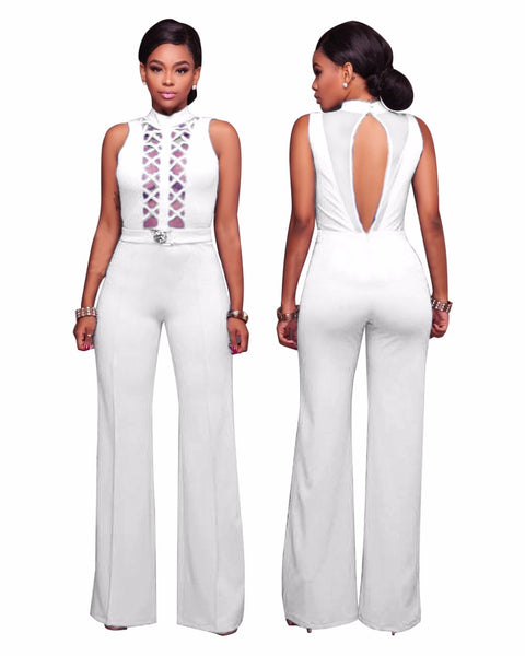 New Design Front Hollow Out Sexy High Neck Women Skinny Bodysuits Women Jumpsuits