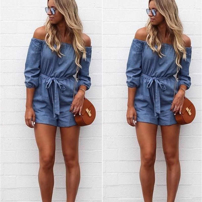 Summer Fashion Short Casual Jumpsuits Jeans Coverall Women Jumpsuit Denim Overalls Shirt Rompers Girls Shorts