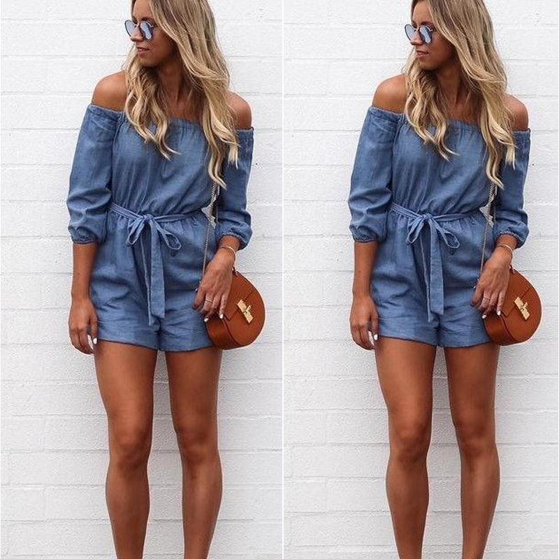 Summer Fashion Short Casual Jumpsuits Jeans Coverall Women