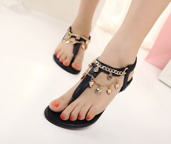Women's Bohemia Chain Heart Sandals Shoes
