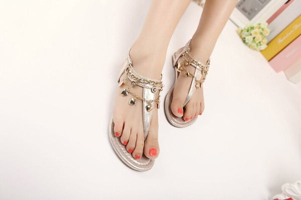 Women's Bohemia Chain Heart Sandals Shoes