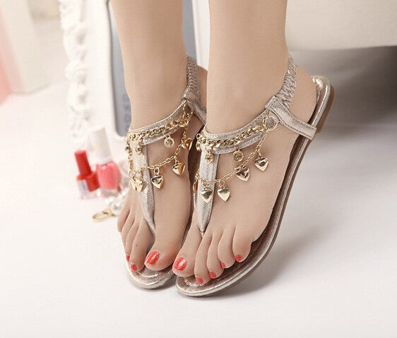 Women's Bohemia Chain Heart Sandals Shoes