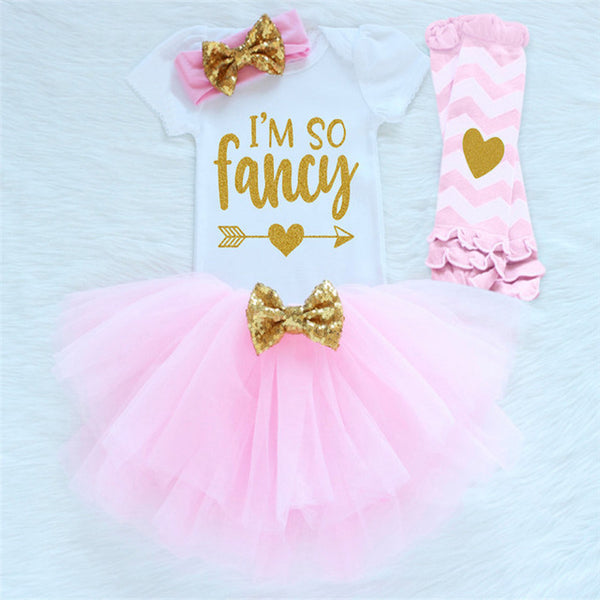 Baby Girls 1st Birthday Baby Bodysuit Romper+Tutu Skirt Outfits Infant Clothing Sets Baby Born Christening Gifts