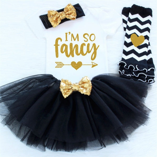Baby Girls 1st Birthday Baby Bodysuit Romper+Tutu Skirt Outfits Infant Clothing Sets Baby Born Christening Gifts