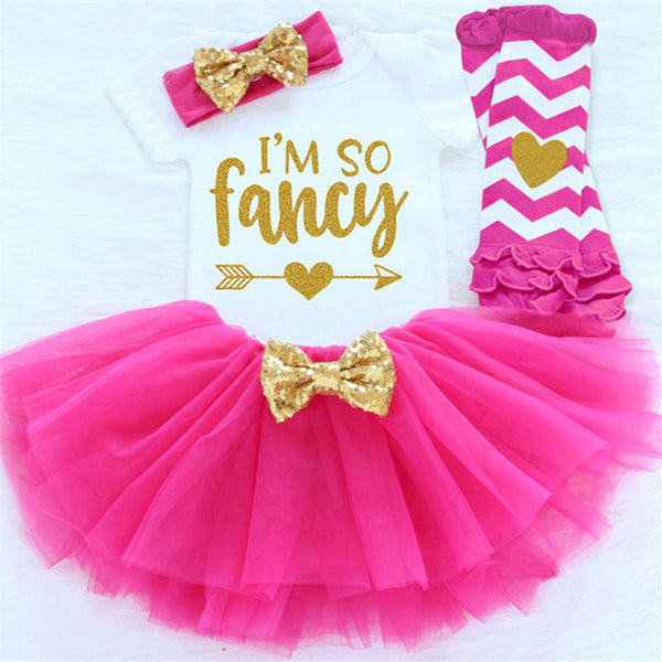 Baby Girls 1st Birthday Baby Bodysuit Romper+Tutu Skirt Outfits Infant Clothing Sets Baby Born Christening Gifts