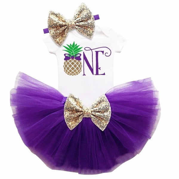 Baby Girls 1st Birthday Baby Bodysuit Romper+Tutu Skirt Outfits Infant Clothing Sets Baby Born Christening Gifts