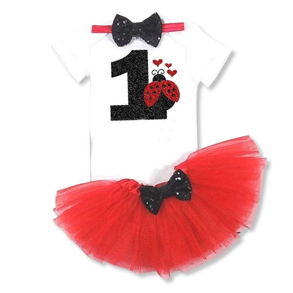 Baby Girls 1st Birthday Baby Bodysuit Romper+Tutu Skirt Outfits Infant Clothing Sets Baby Born Christening Gifts