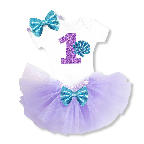 Baby Girls 1st Birthday Baby Bodysuit Romper+Tutu Skirt Outfits Infant Clothing Sets Baby Born Christening Gifts