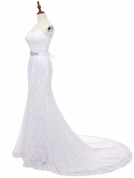 Pleat Bridal Wedding Gown Real Photos White Lace Mermaid Wedding Dress