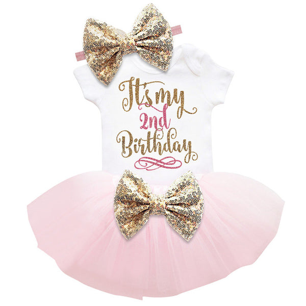 Two Year Baby Sets Newborn Baby Girl 1st 2nd Birthday Cake Smash Outfit Toddler Girl Little Bebes Infant Party Wear Kids Clothes