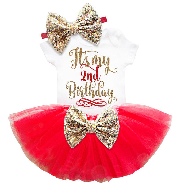 Two Year Baby Sets Newborn Baby Girl 1st 2nd Birthday Cake Smash Outfit Toddler Girl Little Bebes Infant Party Wear Kids Clothes